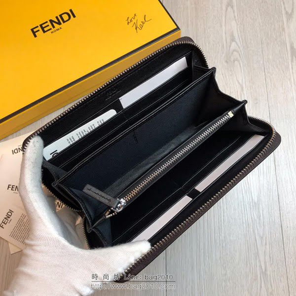 FENDI拉鏈錢包 19年春夏季最新手包 小摔牛皮 芬迪長錢包  fdz2135